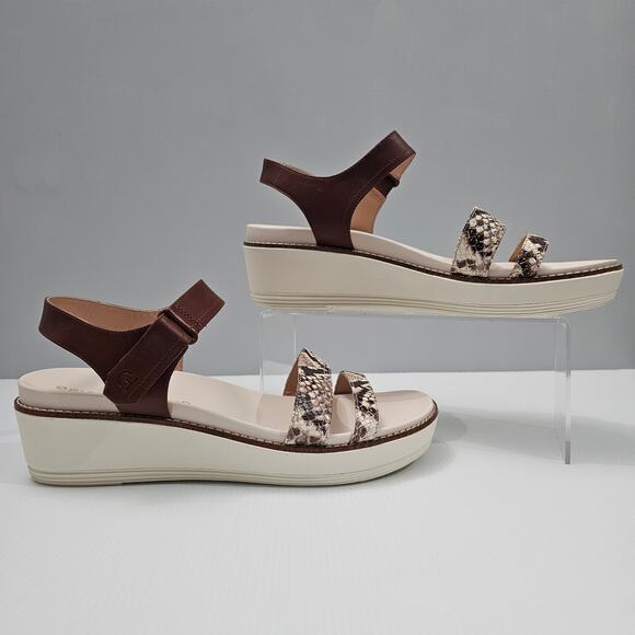 Cole Haan OG Peyton Sandal Womens 10 Flatform Pecan Snake Print Leather Wedge - Picture 3 of 15